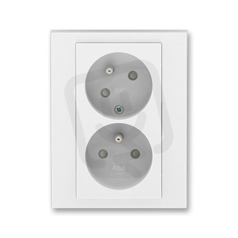 ABB LEVIT Dvojzásuvka s clonkami (5513H-C02357 01) bílá/ledová bílá BLISTR