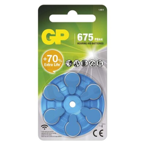 Baterie do naslouchadel GP ZA675 (PR44), 6 ks GP BATTERIES B35756