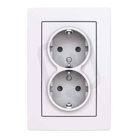 Dvojzásuvka ABB ZONI s clonkami, bezšroub., bílá 5522T-C03458 500