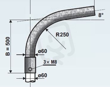 Amako 0920506060 výložník sadový,obloukový pro stožáry LBH A,LBH B,KKA,KK,KL,K,S