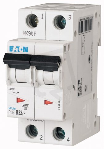 Jistič PL6-B32/2 char B, 2-pólový, 6kA, 32A EATON 286558