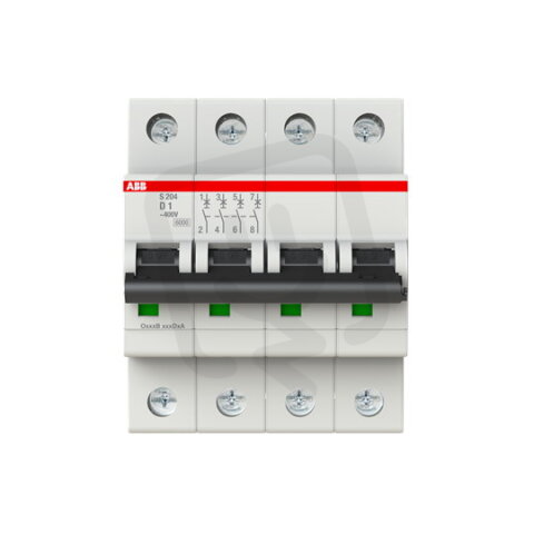S204-D1 4 fázový jistič 1 A char. D 6kA ABB 2CDS254001R0011