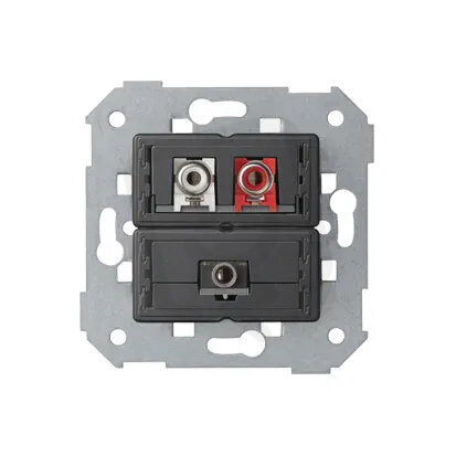 Zásuvka Mini jack + 2 RCA, přístroj KONTAKT SIMON 7501092-039