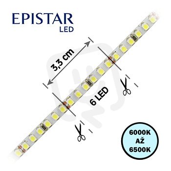 LED pásek 180LED/m 3528 IP20 6000-6500 K bílá 24V 5mm 5m FK TECHNICS 4731633-60