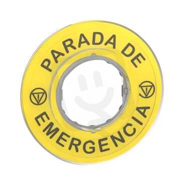 Schneider ZBY9420 3D kruhový štítek pro nouzové zastavení, PARADA DE EMERGENCIA