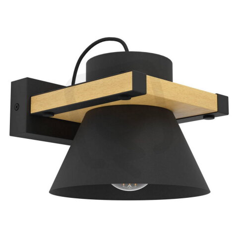 Nástěnné svítidlo MACCLES 1xE27 černá/dřevo 1X15W IP20 EGLO 43958