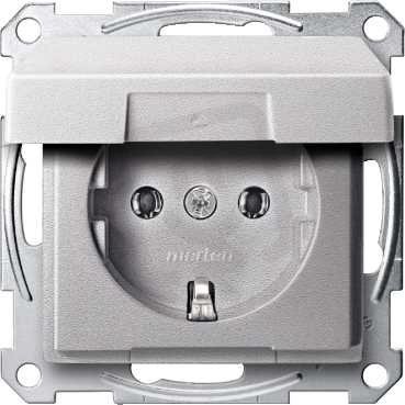 Merten Zásuvka 250V/16A SCHUKO s víčkem IP20 System M Aluminium MTN2311-0460