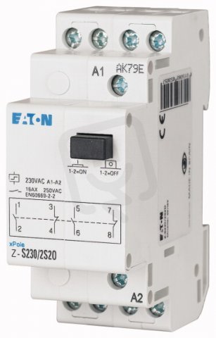 Eaton 265543 Impulsní relé, tlačítko, 24V~/12V=, 2přep. kont. Z-S24/WW