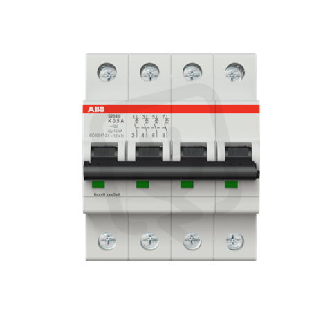 S204M-K0,5 4 fázový jistič 0.5 A char. K 10kA ABB 2CDS274001R0157