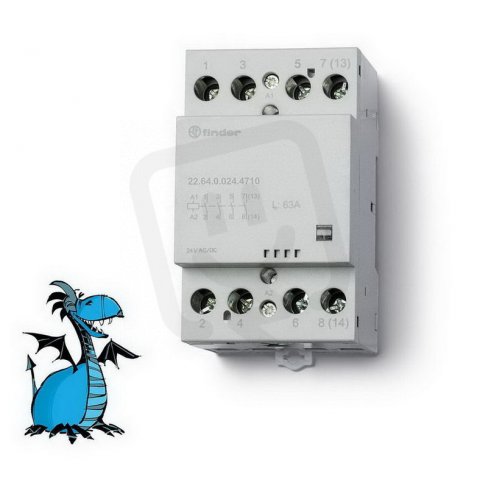 Instalační stykač, 3Z+1R/63 A, 24 V AC/DC, MI, AgSnO2 FINDER 22.64.0.024.4710
