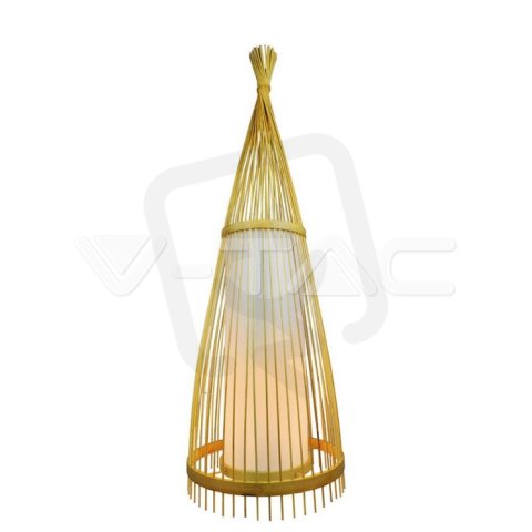 Wooden Floor Lamp With Rattan Lampshade