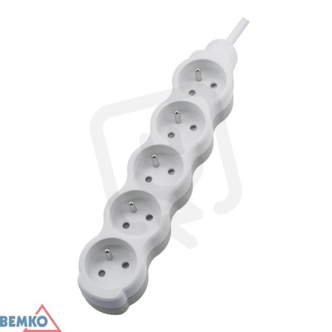 Prodlužovací přívod 5x2p+Z, 250V, 3x1,5mm, 16A bílá 3m BEMKO 102114