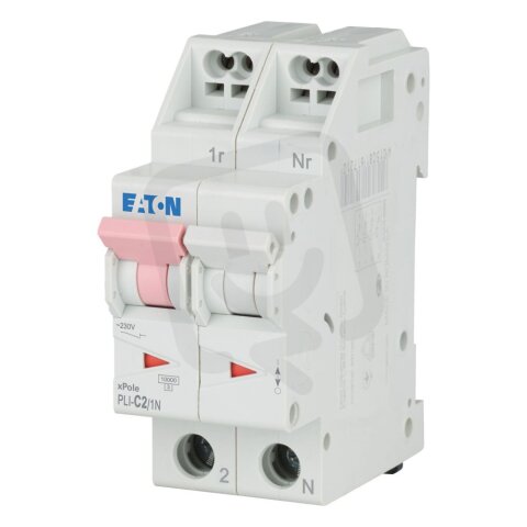 PLI-C2/1N Jistič PLI (bezšroubové svorky nahoře) char C 1+N-pólový 10kA 2A