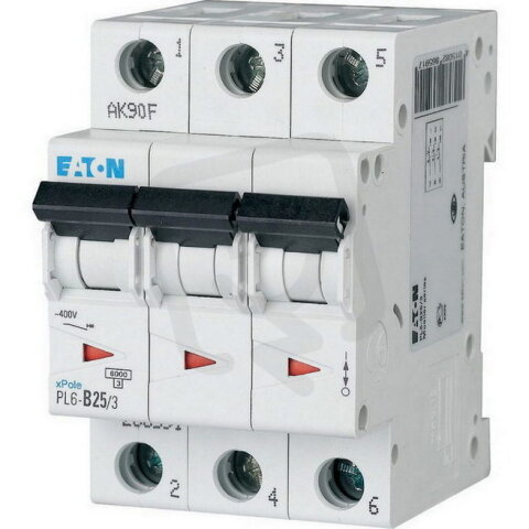 Jistič PL6-D25/3 char D, 3-pólový, 6kA, 25A EATON 286615