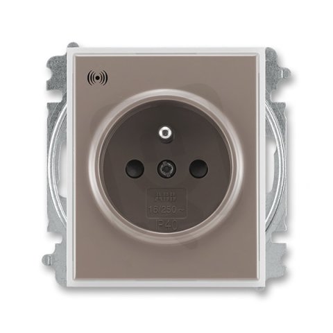 Zásuvka s přepěťovou ochranou 5589E-A02357 26 lungo/mléčná bílá Time ABB