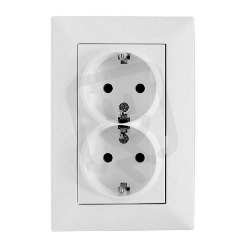 Zásuvka SCHUKO dvojitá, šroubové svorky, bílá SCHRACK EV101013--
