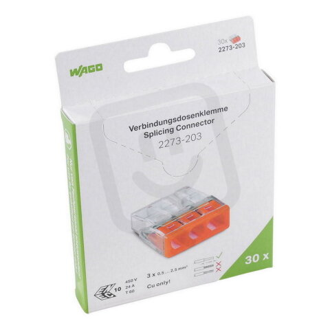 Instalační svorka PUSH WIRE, Pro plné vodiče, Max. 2,5 mm2, Transparentní