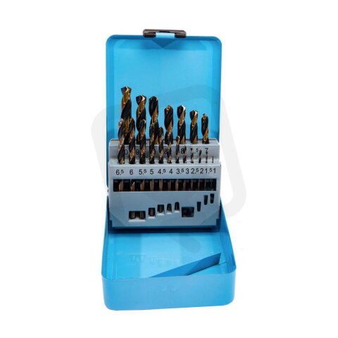 Sada vrtáků do kovu HSS-R 1-10 mm 19 dílů, kovový obal XTLINE XT32030