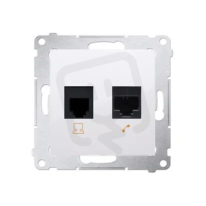Telefonní zásuvka RJ12 + počítačová zásuvka RJ45 kat. 5e, bílá D5T.01/11