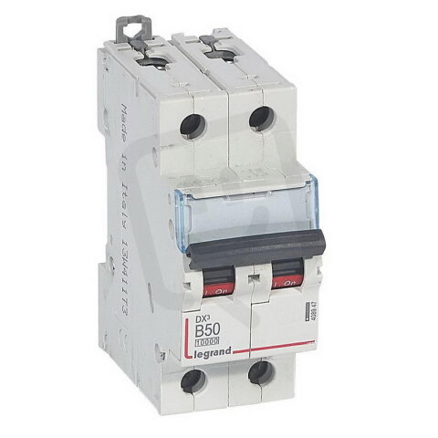 DX3 JISTIČ, 2 PÓLOVÝ, CHAR. B,50A 10000A/16KA LEGRAND 408947