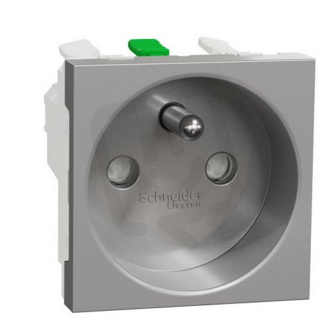 Zásuvka NOVÁ UNICA 250V/16A 2P+E, clonky, bezšroubová, Aluminium