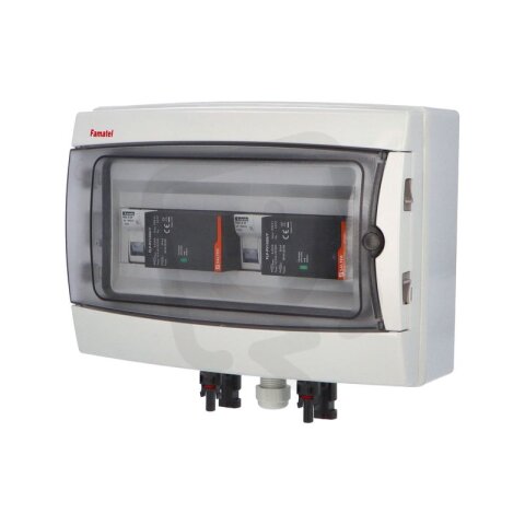 fr39261-DC-0-2-2 fotovoltaická rozvodnice dva stringy IP65 1000V FAMATEL FR014