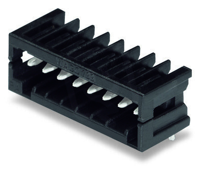 Konektor s pájecími piny THR, pájecí kontakt 0,8x0,8 mm, úhlové, černá 10pól.