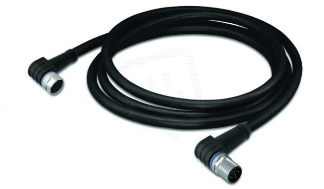 Kabel pro senzor/akční člen, Zásuvka M8,  úhlová, Zástrčka M12A,  úhlová 3pól.