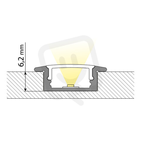 Vestavný hliníkový profil černý VO 23x8mm včetně černého difuzoru 3m