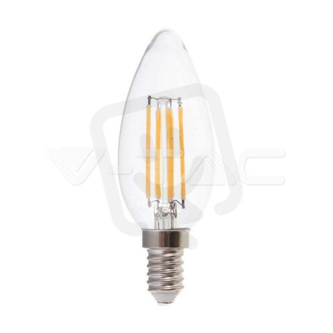 LED Bulb 5.5W Filament E14 Dimmable Clear Cover Candle 3000K V-TAC SKU7806