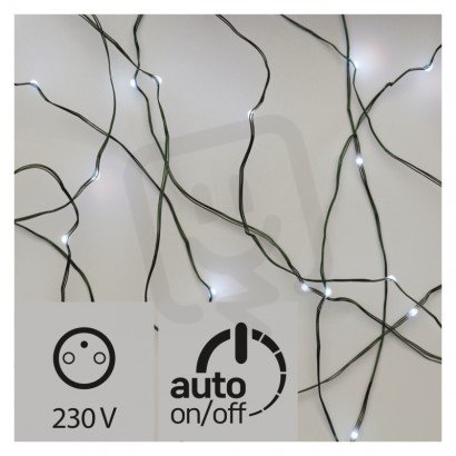 LED vánoční řetěz zelený nano, 4m, IP44, studená bílá, časovač