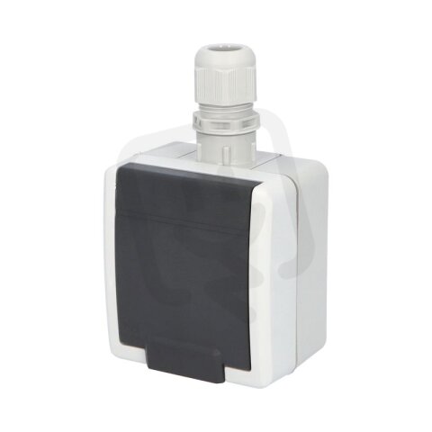 ATLAS 2K IP65 Zásuvka 2P+PE s vývodkou M20, na povrch, šedá FAMATEL 19182-07