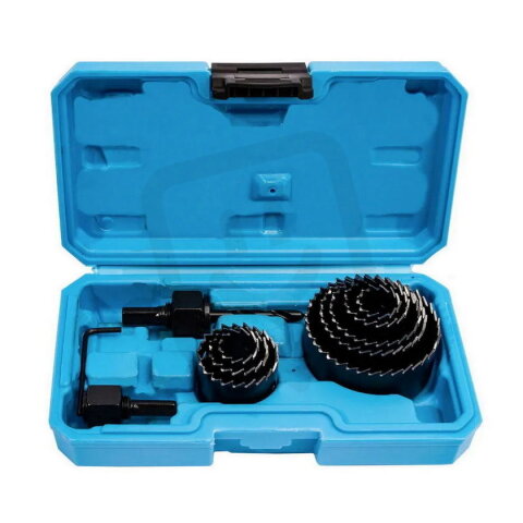 Sada vykružovacích korunek 10 dílů 19-64 mm, plastový box XTLINE XT11808