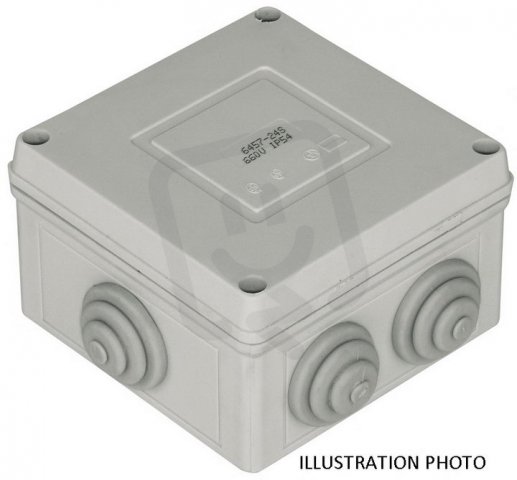 Krabicová rozvodka + svorka, IP65, PVC, 89x89x52,5mm, 6x průchodka 6457-14 S