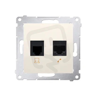 Telefonní zásuvka RJ12 + počítačová zásuvka RJ45 kat. 5e, krémová D5T.01/41