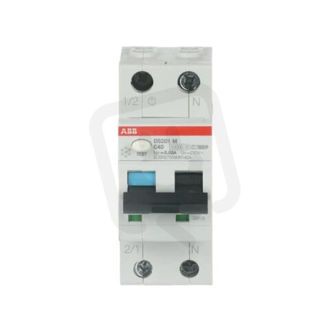 ABB DS201 M C40 F30 kombinace jistič/chránič 2P (1P+N) 40A 30mA C 10kA F