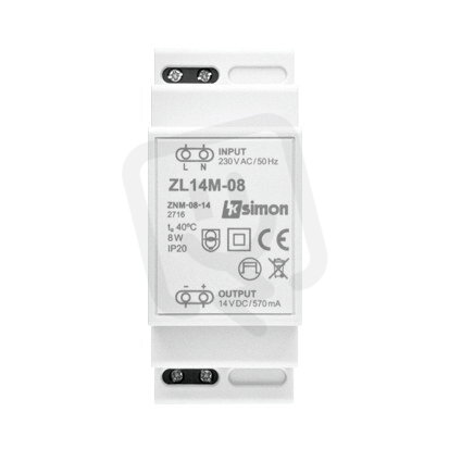 Napájecí zdroj pro LED 14V, DC, 8W modulový KONTAKT SIMON ZL14M-08