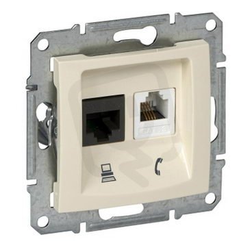 Sedna Zásuvka telefonní RJ11 a datová 1xRJ45 kat.5e UTP Beige SCHNEIDER