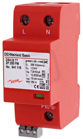 Aplikačně optimalizovaný kombinovaný svodič DEHNshield B typ 1+2 pro 1fáz TT/TN