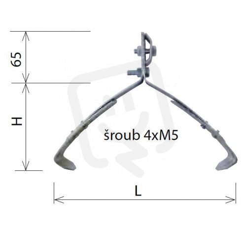 Podpěra vedení na krov PV 15 Stavitelná (ocel. hlava) (30x2 mm) Kovoblesk 26383