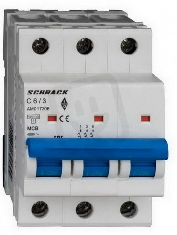 Instalační jistič AMPARO 10kA, C 6A, 3P SCHRACK AM017306--