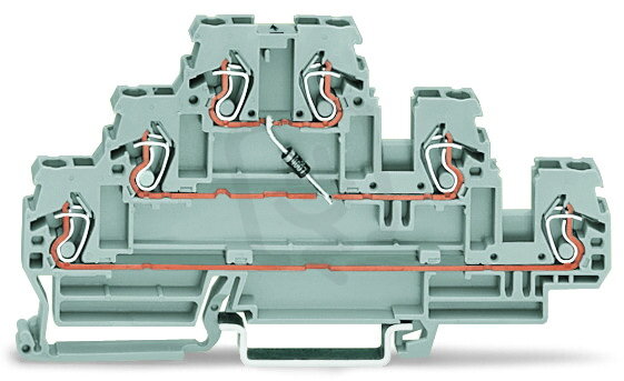 Svorka pro moduly třípatrová s diodou 1N4007 šedá 2,5mm2 Wago 870-590/281-410