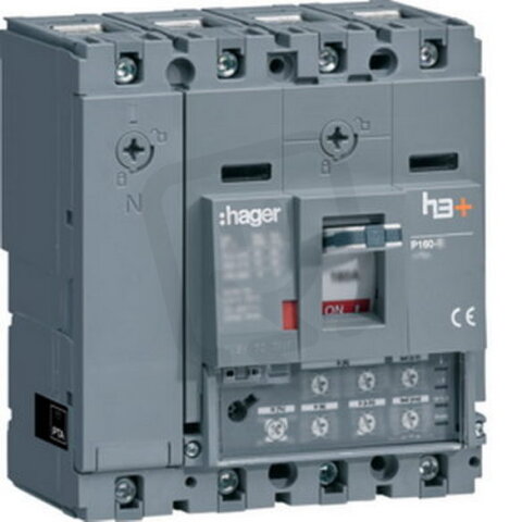 Kompaktní jistič h3+ P160 LSI 25 kA, 4-pólový, In 100 A HAGER HHS101JC