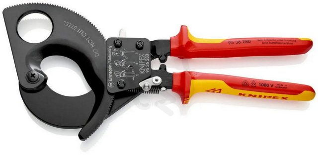 KNIPEX 9536280 ráčnové nůžky na AL a CU kabely d52mm/380mm2 izolované do 1kV