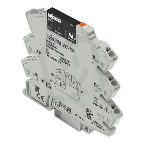 Polovodičové relé SSR, 24VDC, výstupní napětí DC 0-24 V, šedá WAGO 857-724