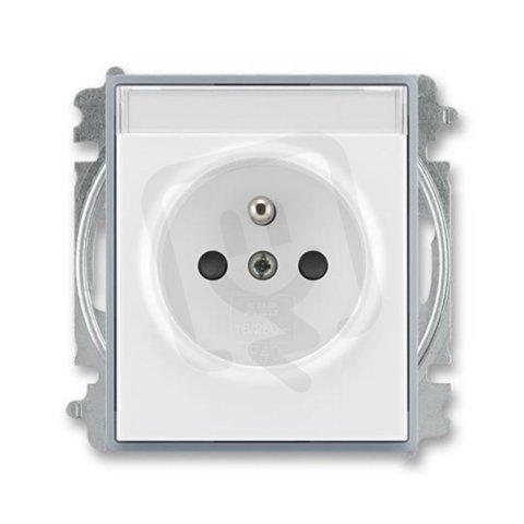 ABB ELEMENT Zásuvka s clon. s popis. polem bílá/ledová šedá 5519E-A02352 04