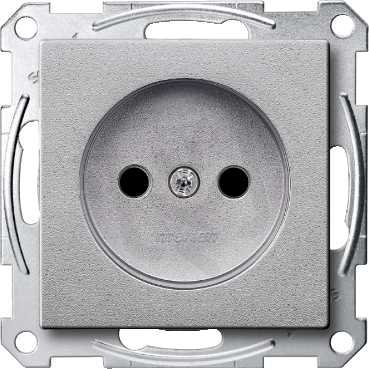 Merten Zásuvka bez zemnícího kontaktu 250V clonky System M Aluminium