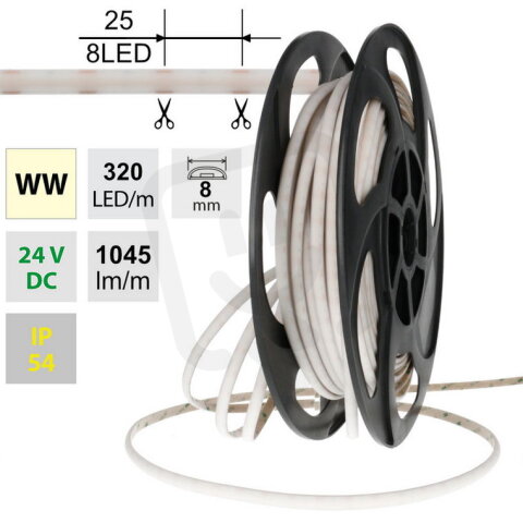 LED pásek Dot-Free WW, 320LED/m, 10W/m,