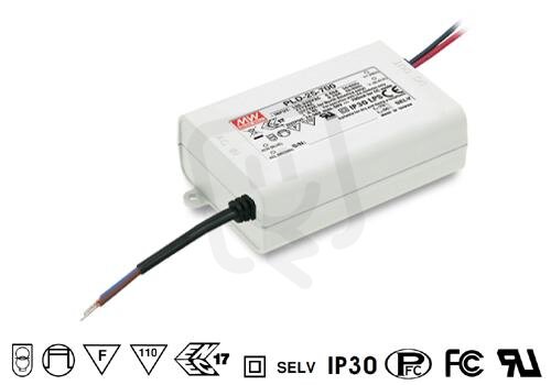 Proudový zdroj pro LED 25W 1400mA MEAN WELL PLD-25-1400