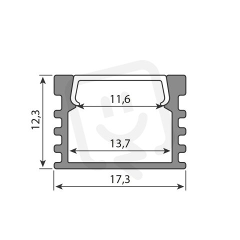 Přisazený hliníkový profil PP2 17x13mm vč. mléč. difuz. 2m MCLED ML-761.395.04.2